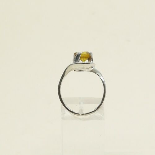 Sz 7.5, Sterling Silver handmade Ring, 925 Silver W/ citrine
