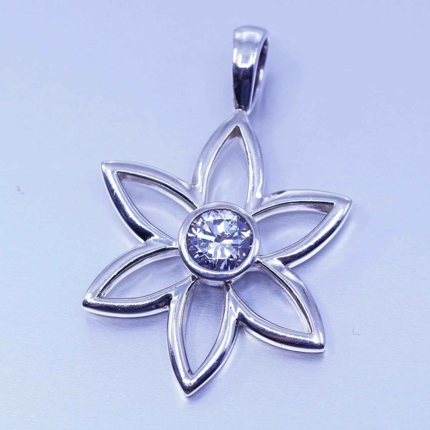 vintage silpada handmade sterling silver pendant, S1195 925 Star/flower Cz