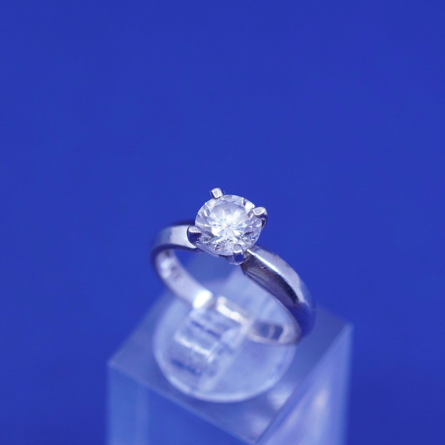 Size 6.25, vintage Sterling silver handmade ring, 925 engagement band with cz