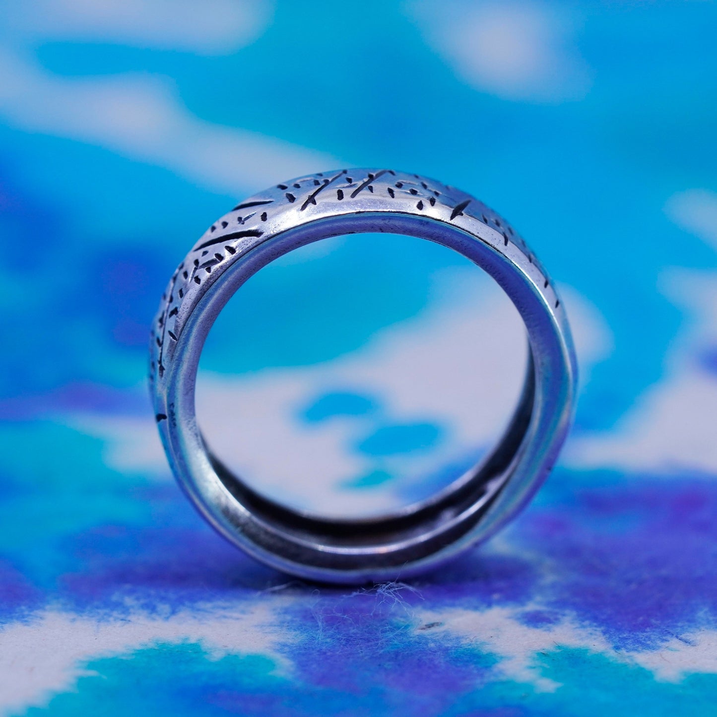 Size 11, vintage Sterling silver handmade ring, hopi 925 textured band