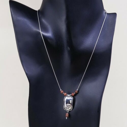35”, Silpada Sterling 925 Handmade Silver & Sunstone Necklace N1190 Pendant