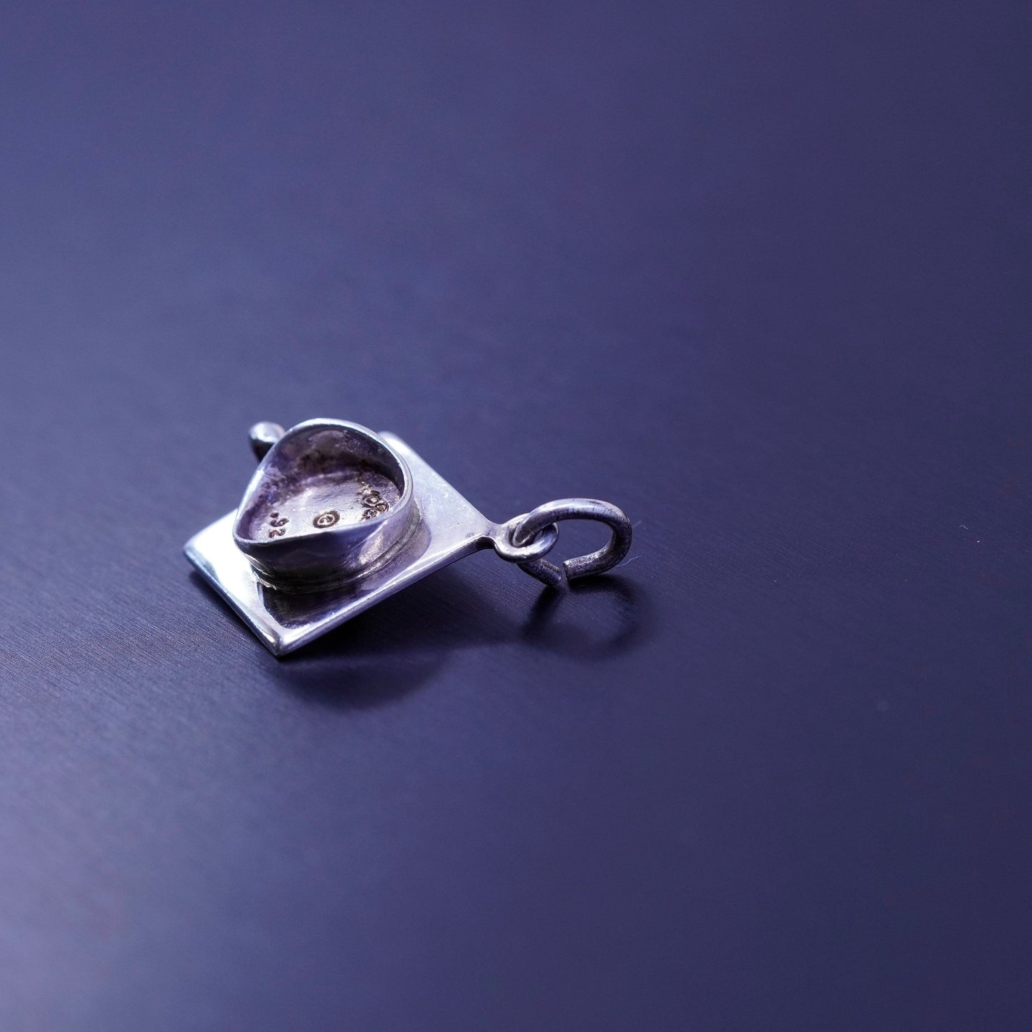 Antique Sterling silver charm, Thailand 925 graduation trencher cap