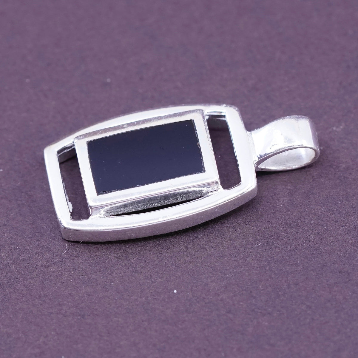 Vintage Sterling silver handmade pendant, thailand 925 silver with obsidian