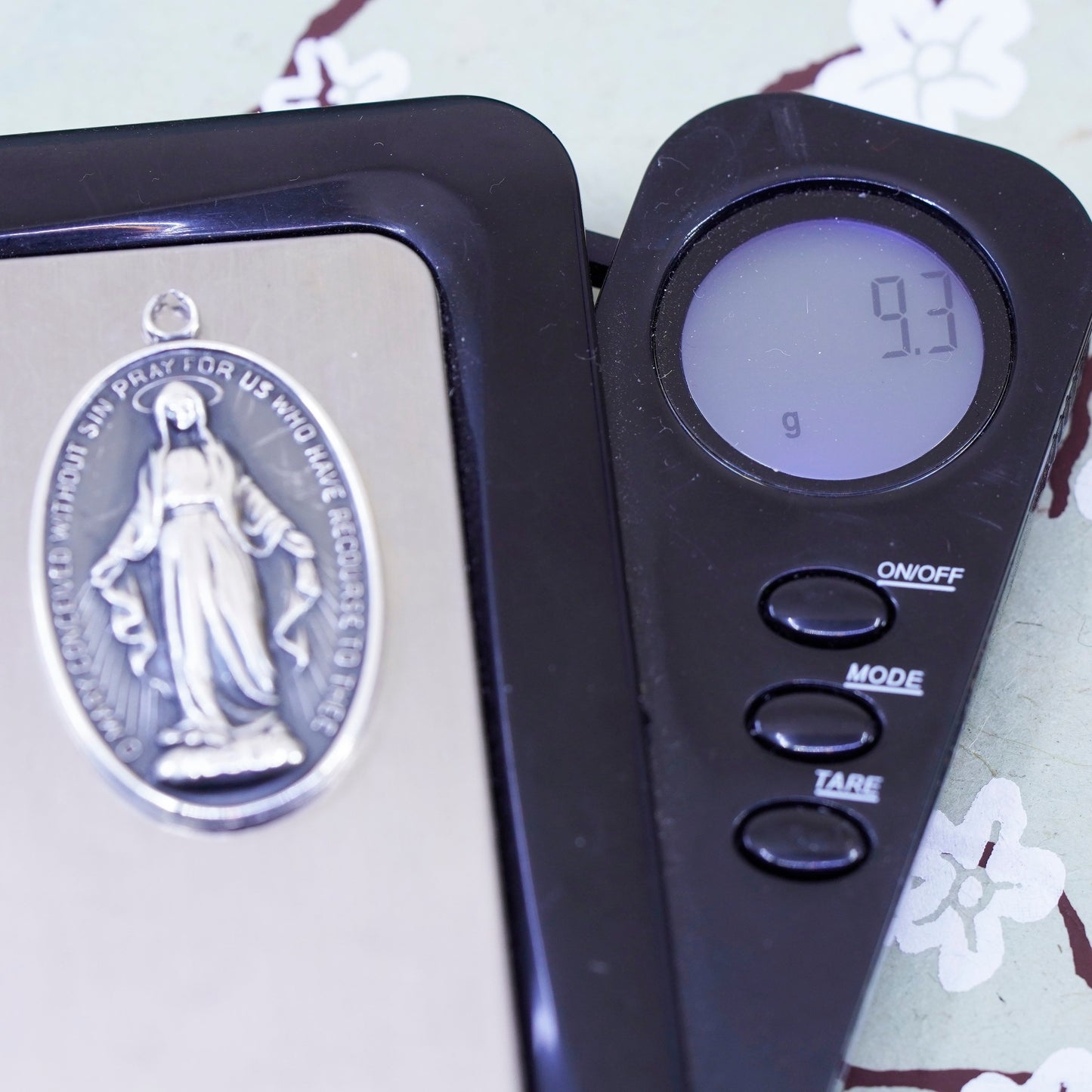 Sterling silver pendant, 925 Virgin Mary “conceived without sin pray for us