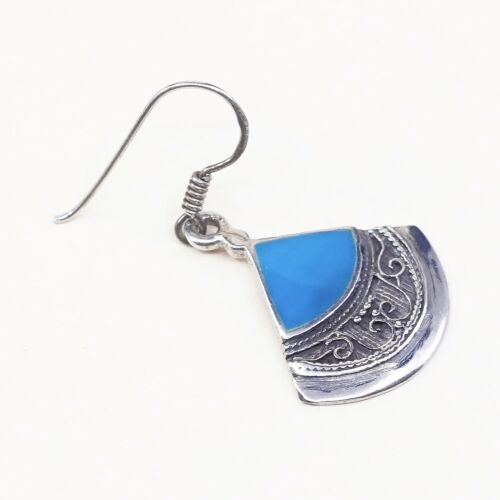 Amazing handmade Sterling Silver earrings, 925 Turquoise Dangles