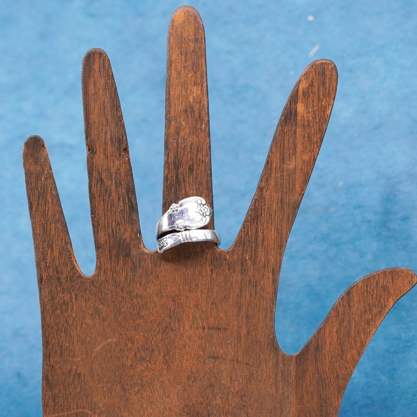 Size 7.25, vintage Sterling silver handmade ring, 925 spoon wrap band