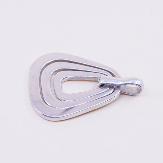 vintage sterling silver handmade pendant, triple 925 teardrop charm