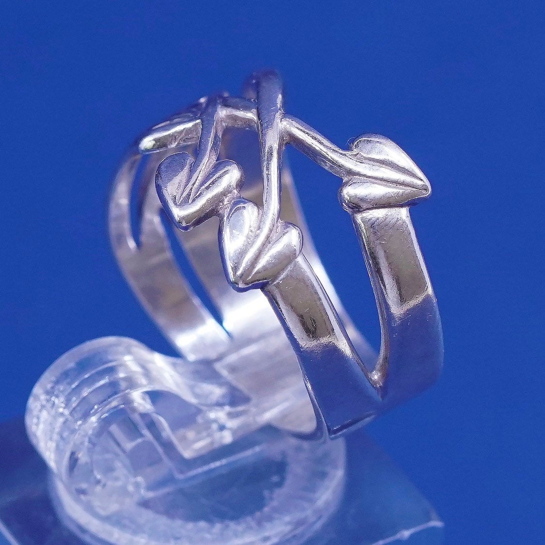 Size 7, vtg Sterling silver handmade ring, 925 leaf band