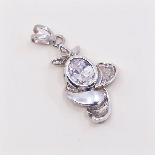 Vintage CCJ sterling silver cz crystal pendant, 925 silver pendant