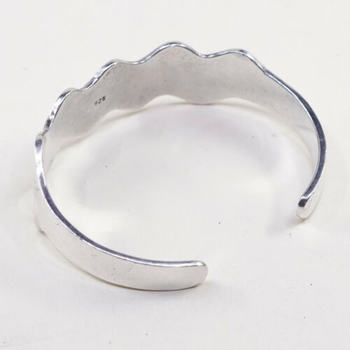 6.5”, Vtg Southwestern Modern Sterling 925 Silver Handmade Wavy cuff Bracelet