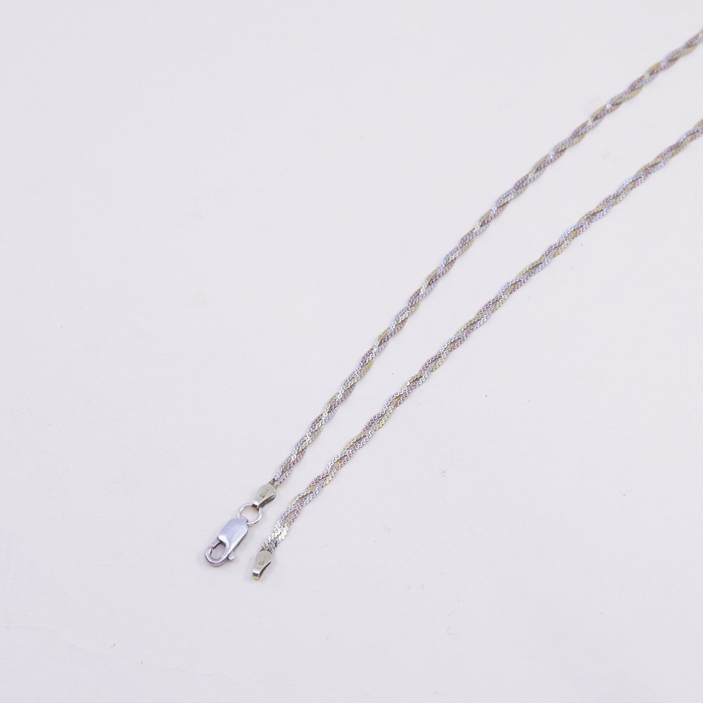 16”, vermeil gold over sterling silver necklace, 925 woven braided s link chain