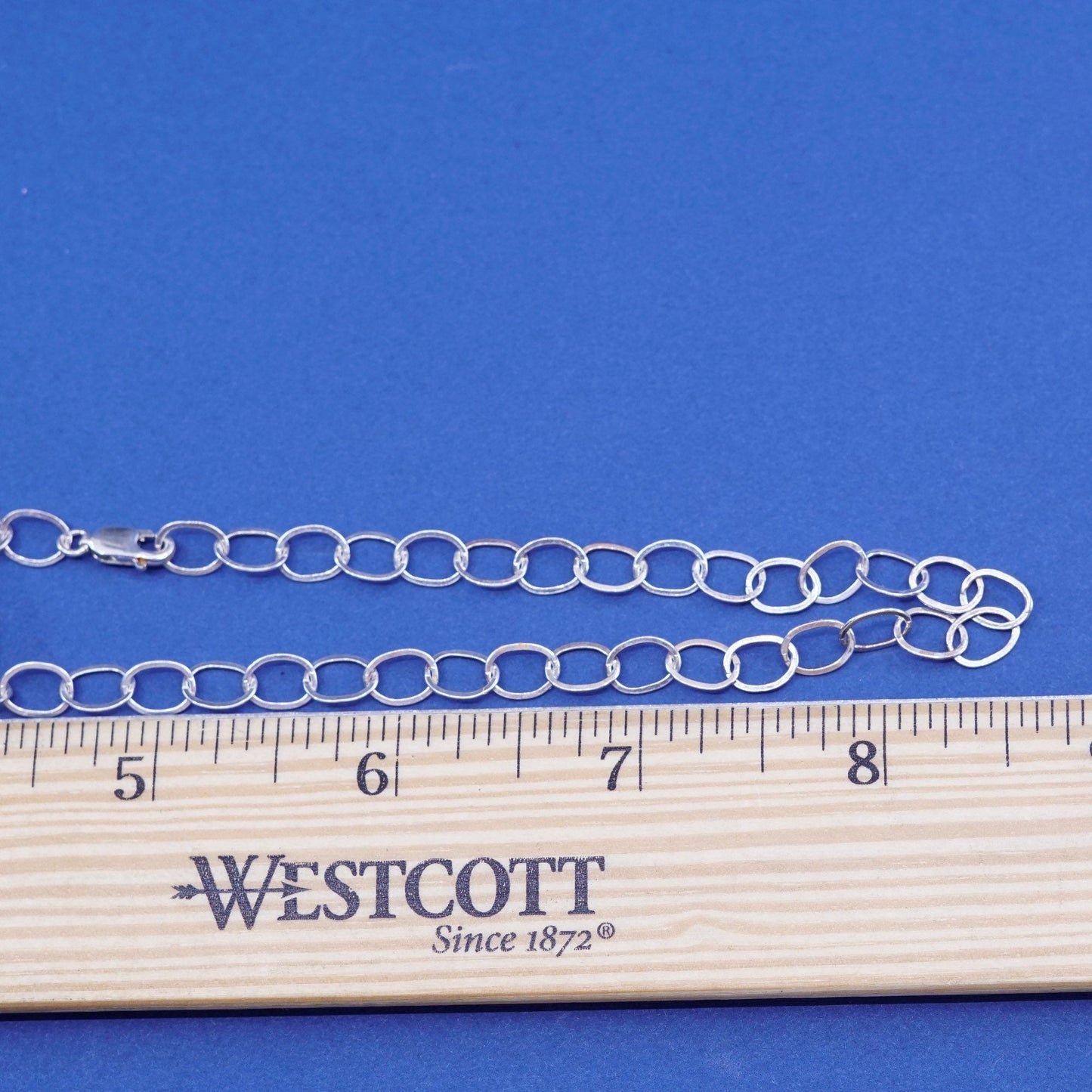 18”, Sterling silver handmade necklace, 925 circle chain w/ jade “faith”