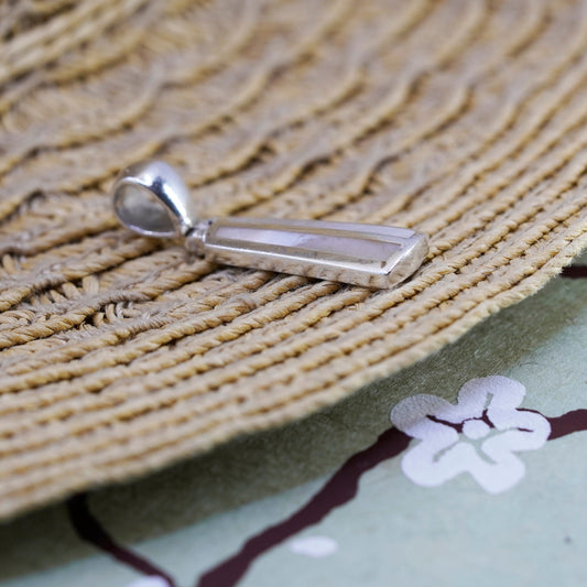 Vintage Sterling 925 silver handmade pendant with mother of pearl inlay