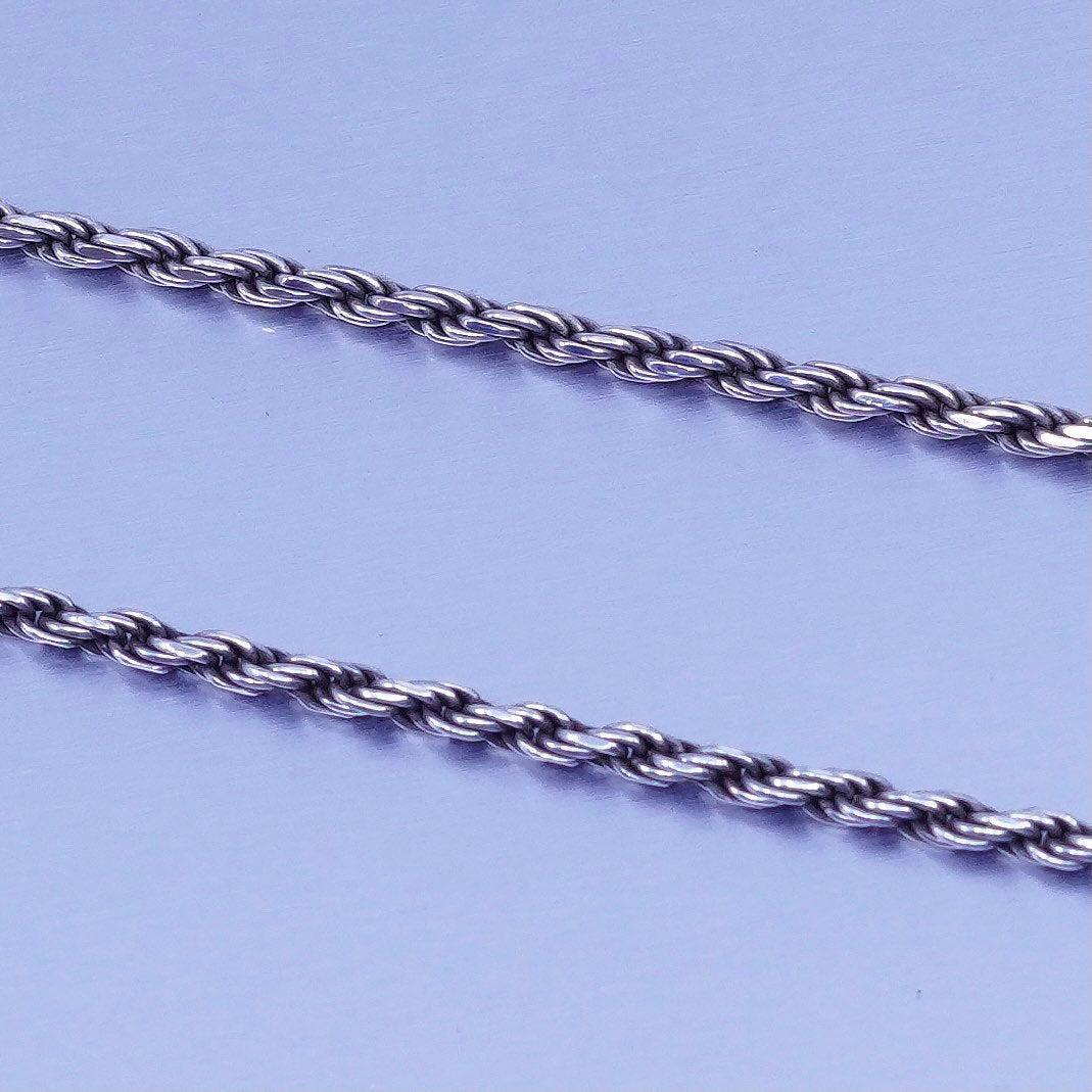 18” 1.6mm, vintage Italy Sterling 925 silver rope chain necklace