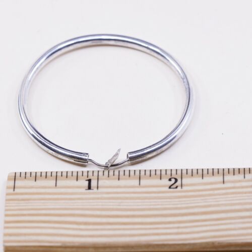 2.25", Vintage Sterling Silver Handmade Earrings, Mexico 925 Silver Huge Hoops