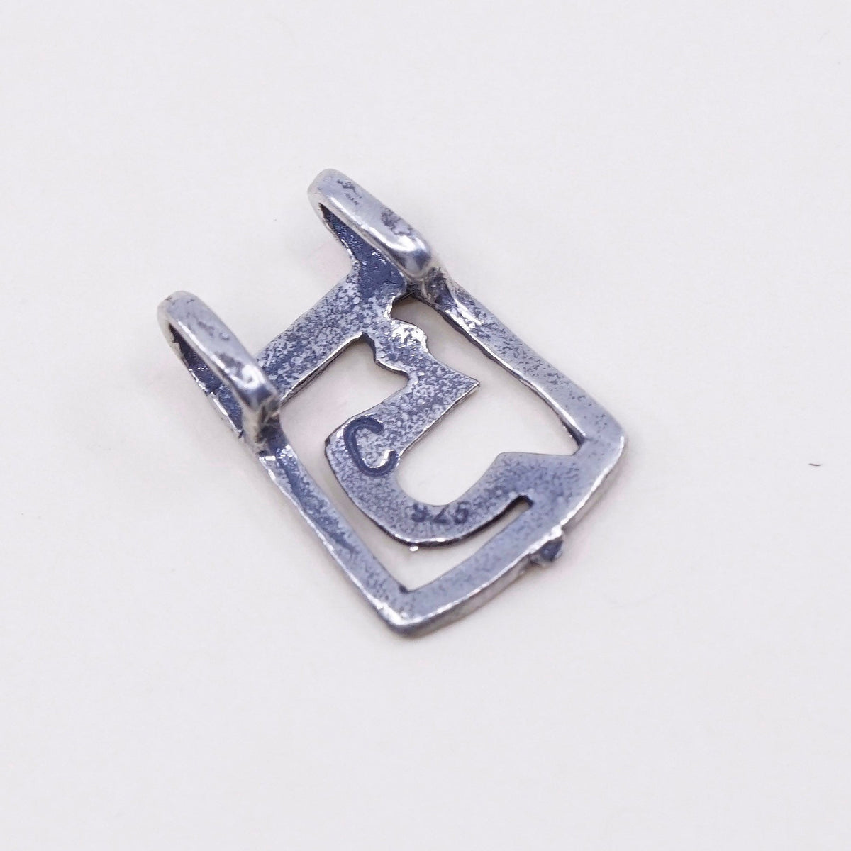Vintage sterling silver handmade pendant, 925 number 5, stamped 925