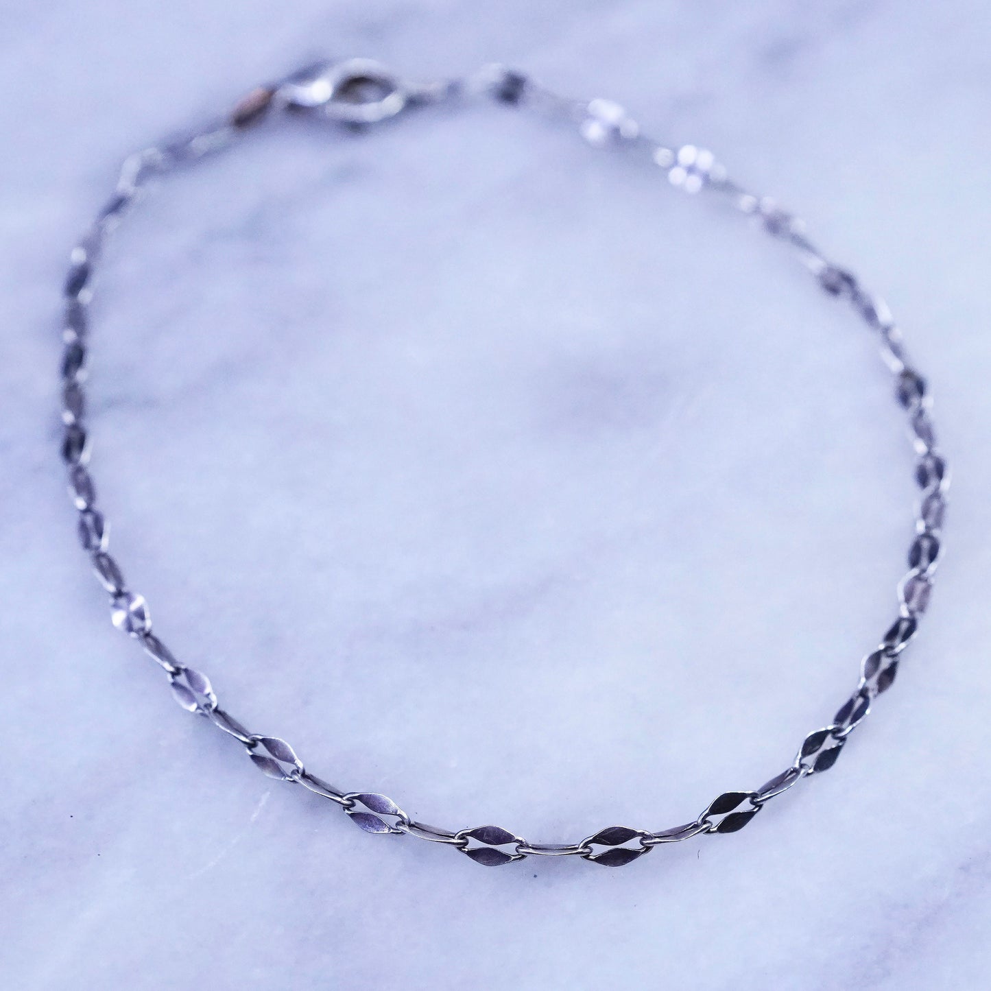 10”, 3mm, vintage sterling silver handmade bracelet, 925 flatten anklet chain