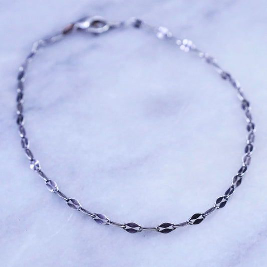 10”, 3mm, vintage sterling silver handmade bracelet, 925 flatten anklet chain