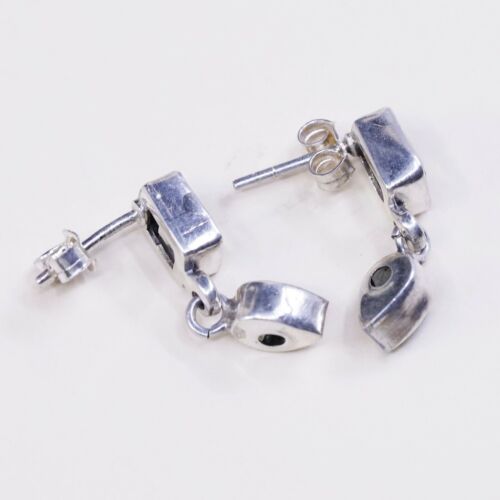 Vintage Modern Sterling Silver Handmade Earrings, 925 W/ Citrine N Peridot