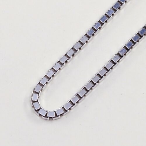 24”, 2mm, Vtg 925 Sterling Silver Box Link chain necklace, Stamped 925 Italy