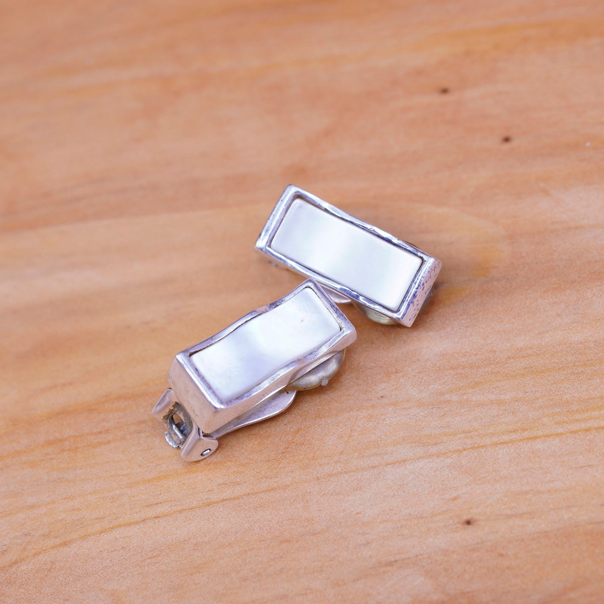 Vintage BAB Sterling 925 silver clip on earrings with mother of pearl