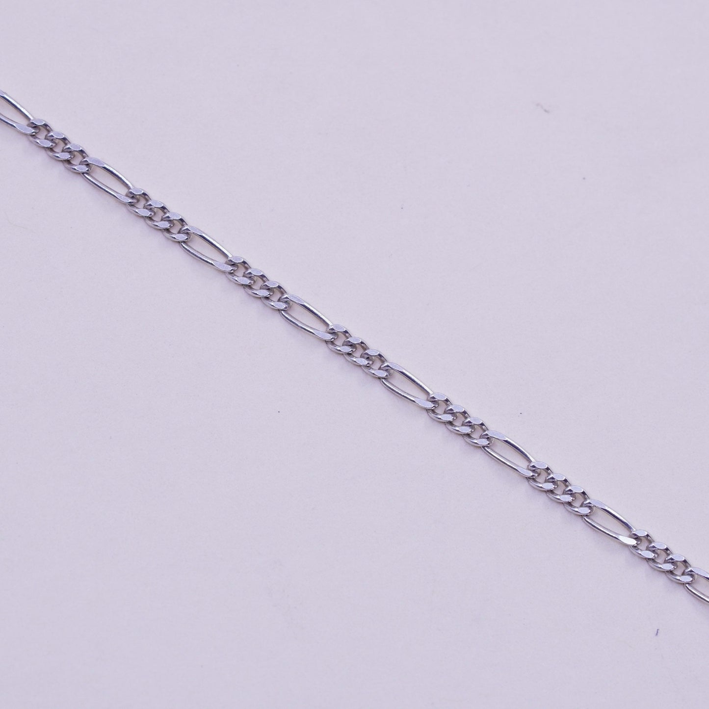 7.25”, 2mm, Vintage sterling 925 silver bracelet, italy men’s figaro chain