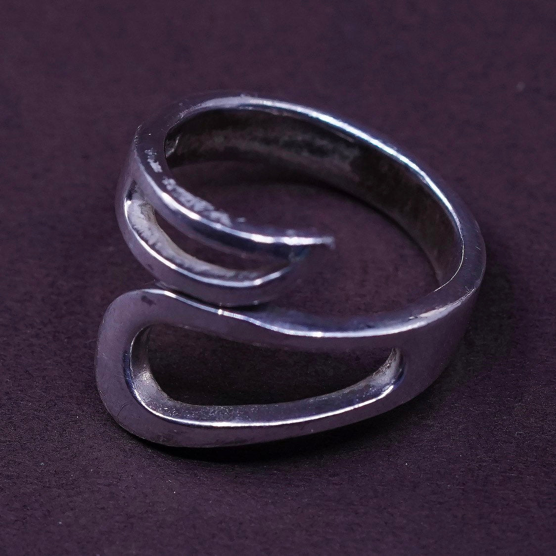 sz 6, vtg Sterling silver handmade ring, 925 wrap band
