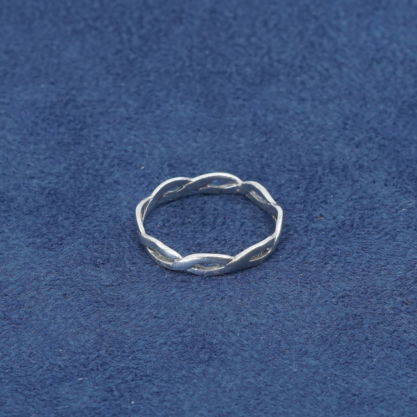 sz 8.75, vtg Sterling silver handmade ring, 925 wave textured band