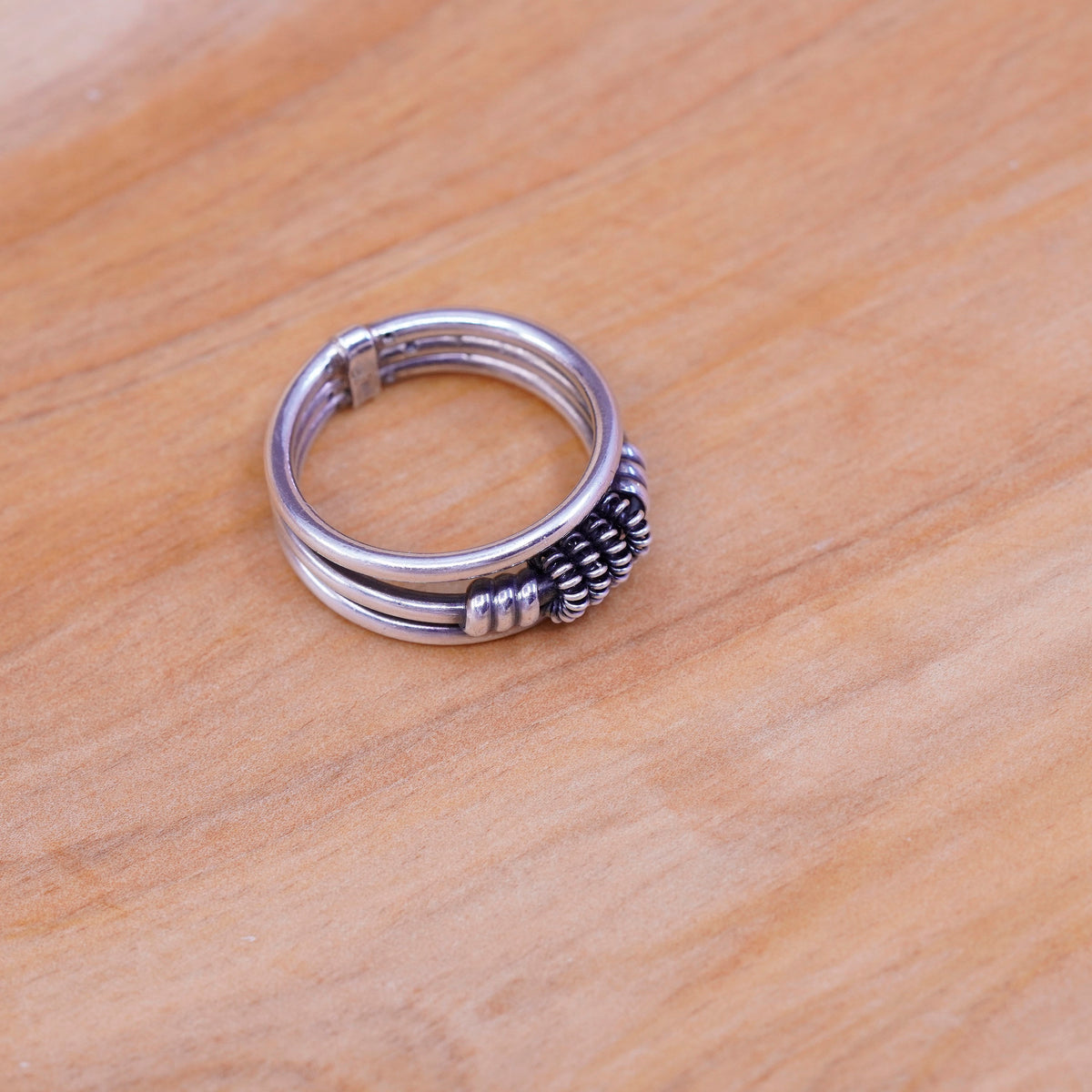 Size 9, vintage Sterling silver handmade ring, 925 cable band