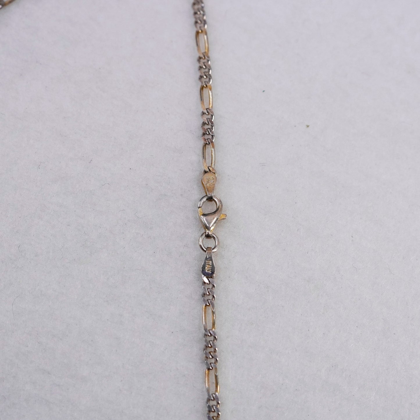 24” 3mm, vintage Italy two tone Sterling 925 silver figaro chain necklace