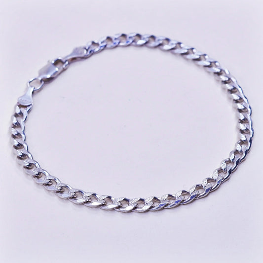 7.25”, 5mm, Vintage sterling 925 silver flatten curb bracelet