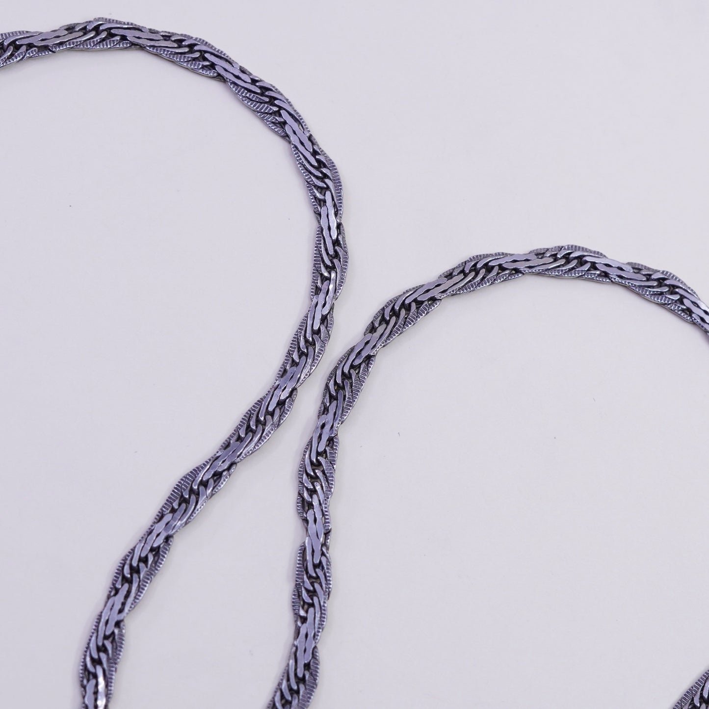 24”, 5mm, Vintage sterling silver chain, Italy flatten 925 nugget chain