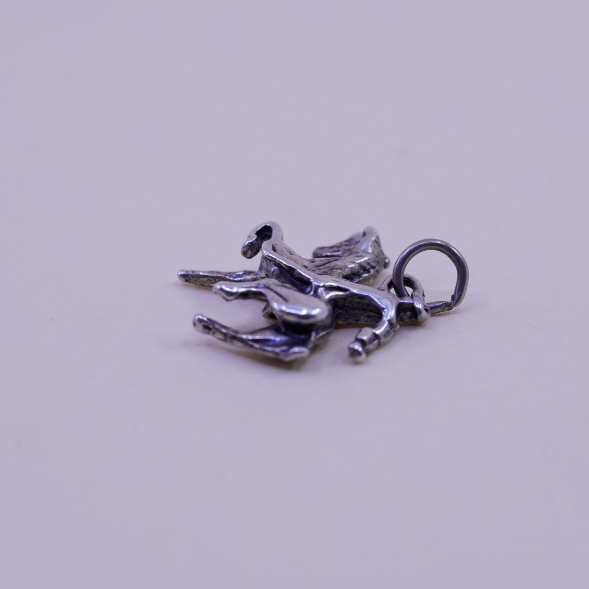 Handmade vintage Sterling silver pendant, 925 riding horse charm