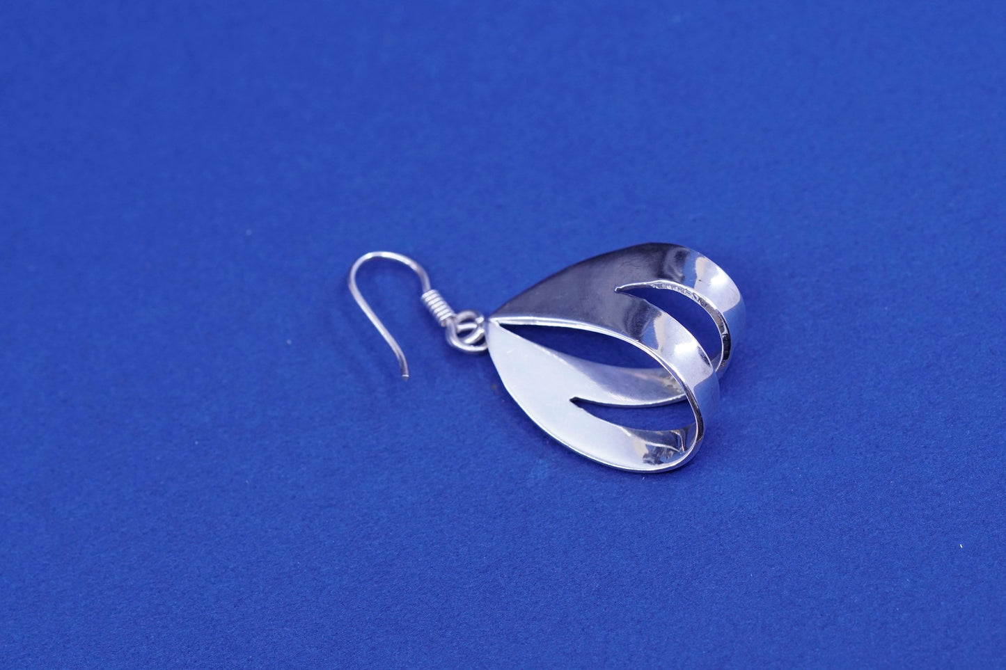 Sterling silver Handmade earrings, 925 folded teardrop Dangles