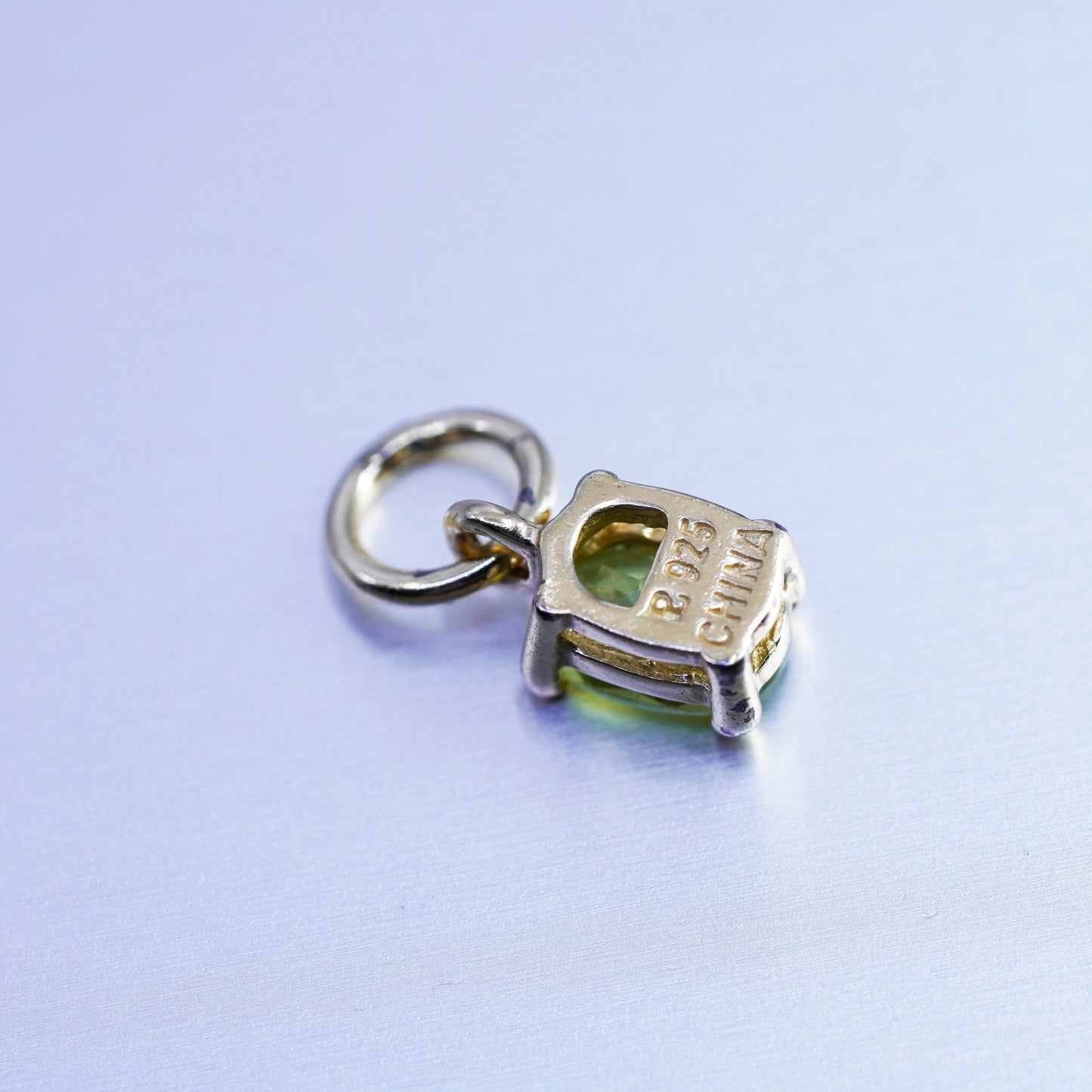 antique vermeil gold over sterling 925 silver handmade charm pendant peridot