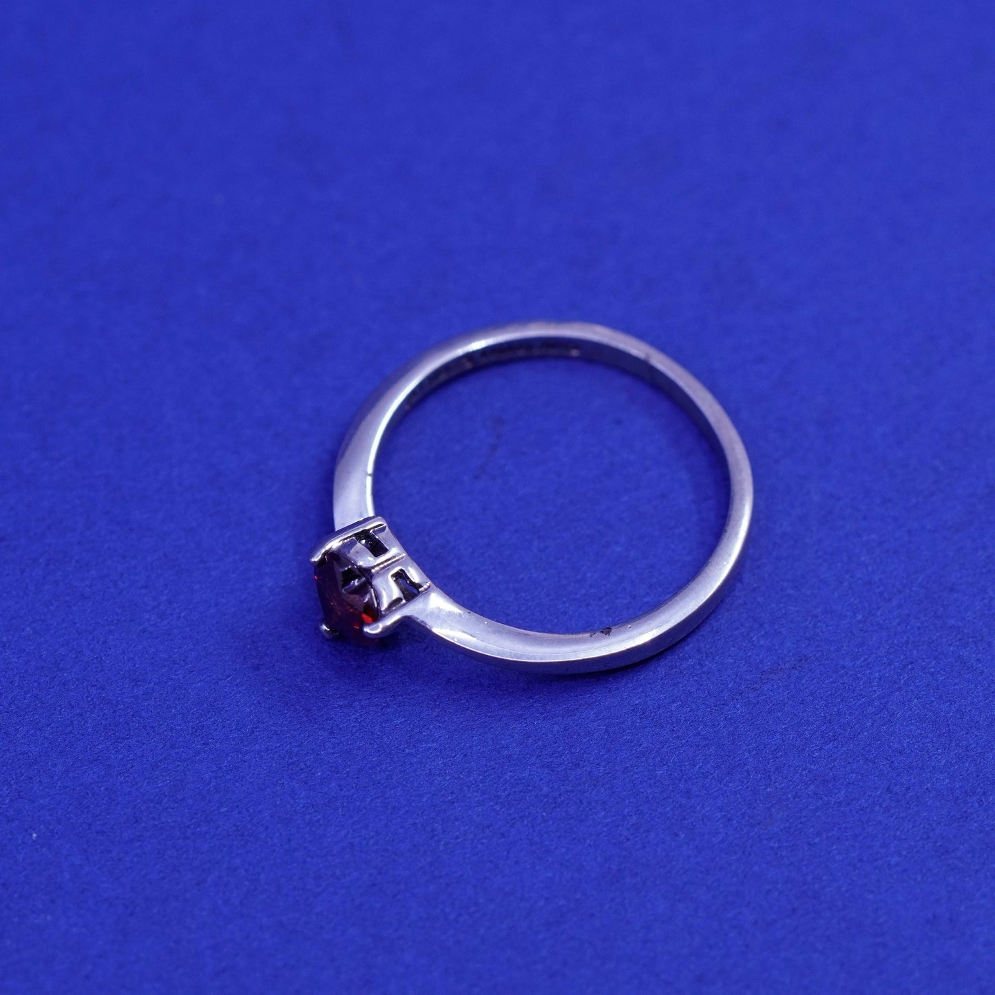 Size 7.25, vintage Sterling 925 silver handmade ring, 925 band with heart ruby