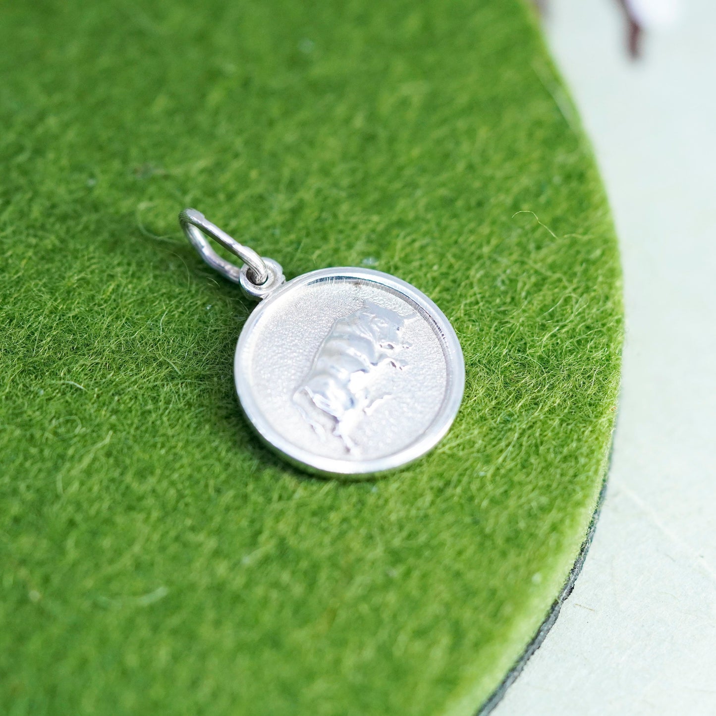 Vintage Sterling silver handmade pendant, 925 silver bull ox charm