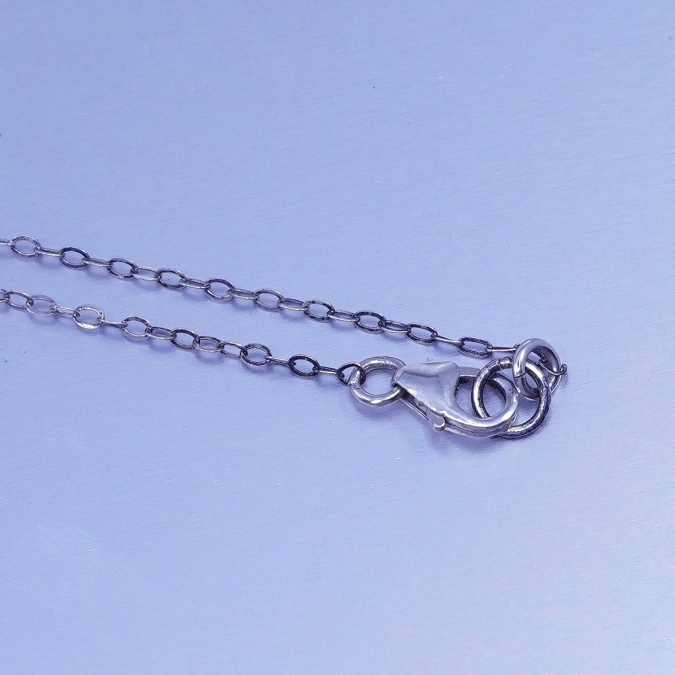 18” 1mm, vintage Italy Sterling 925 silver flatten circle chain necklace