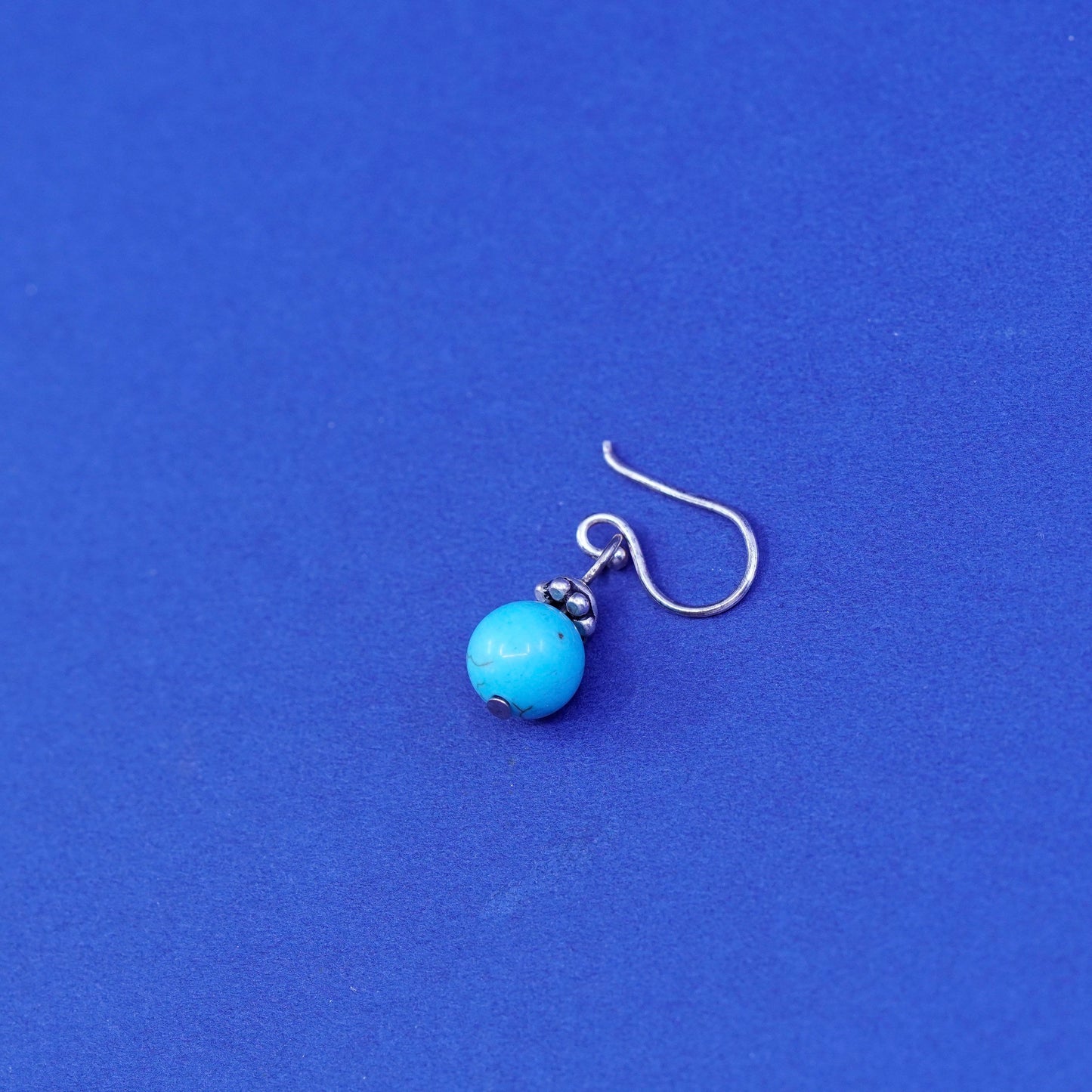 Vintage sterling silver handmade earrings, 925 hooks with turquoise beads