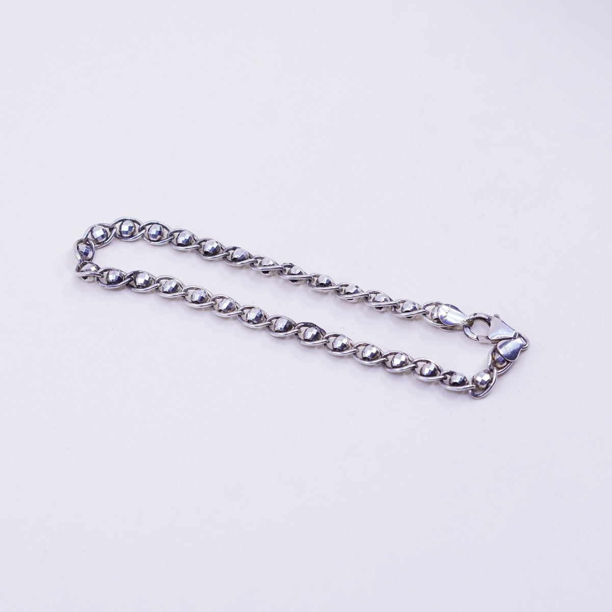 8.25”, 5mm, Vintage CREA sterling silver bracelet, 925 beads chain