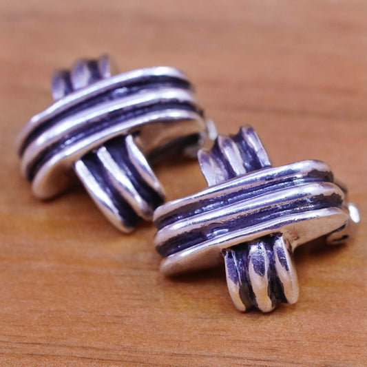 Vintage Zina Sterling silver handmade clip on earrings, 925 cross earrings