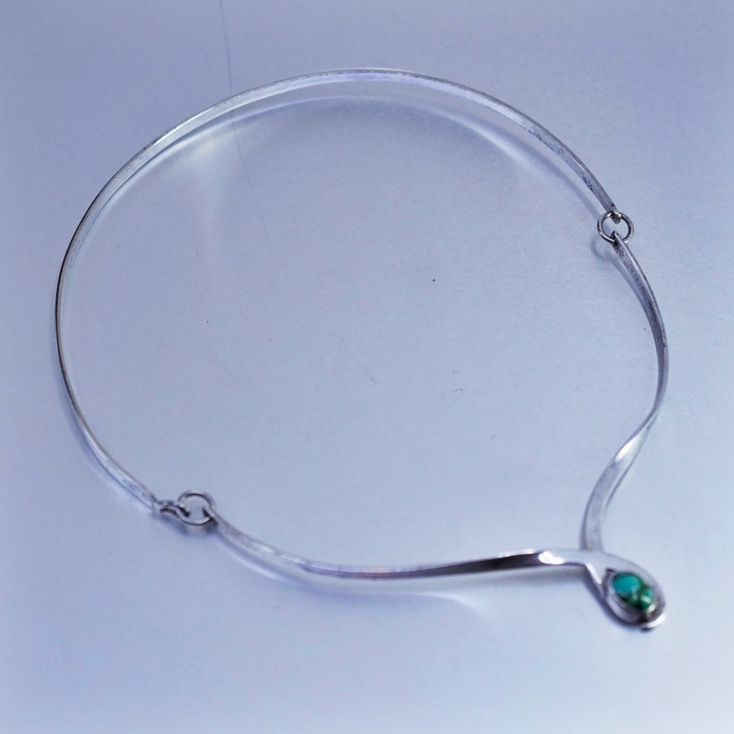 16”, Sterling 925 silver choker collar necklace kingman spiderwebbed turquoise