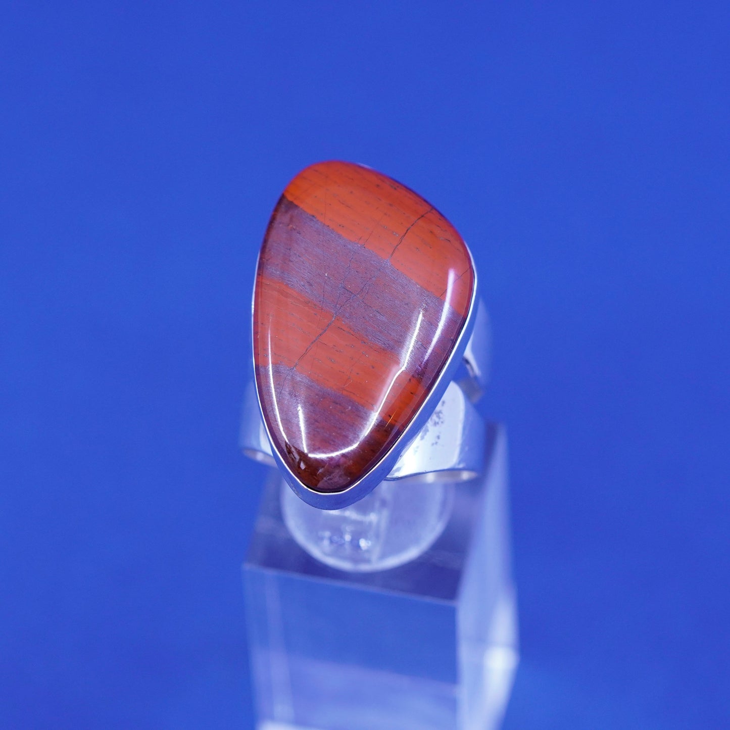 Size 9.25, Jay King DTR sterling 925 silver handmade statement ring with jasper