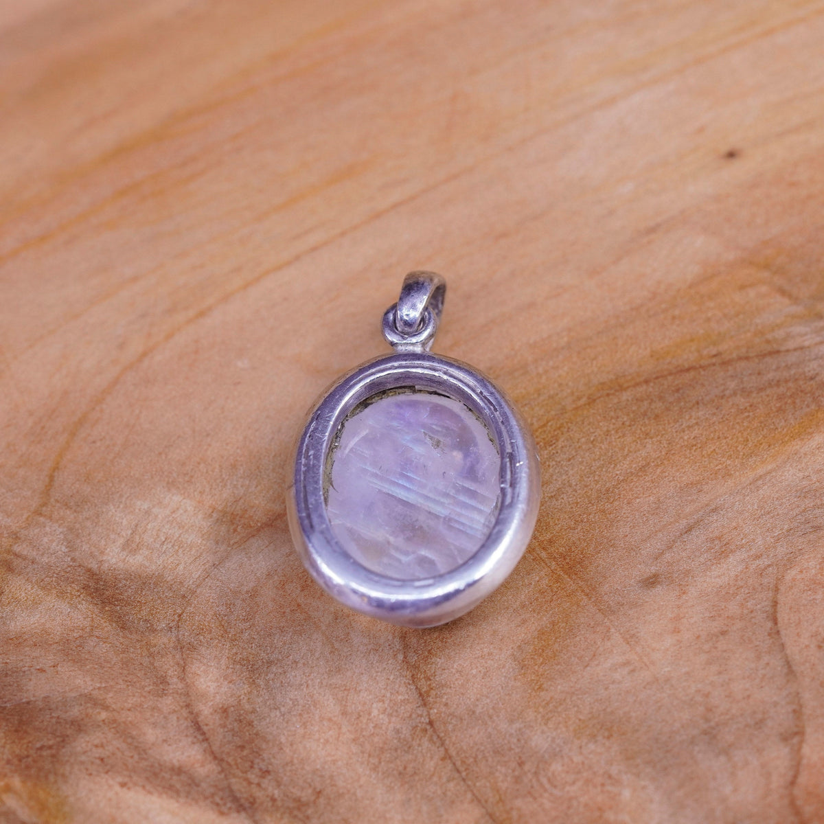 Vintage Sterling 925 Silver Handmade Pendant with oval moonstone