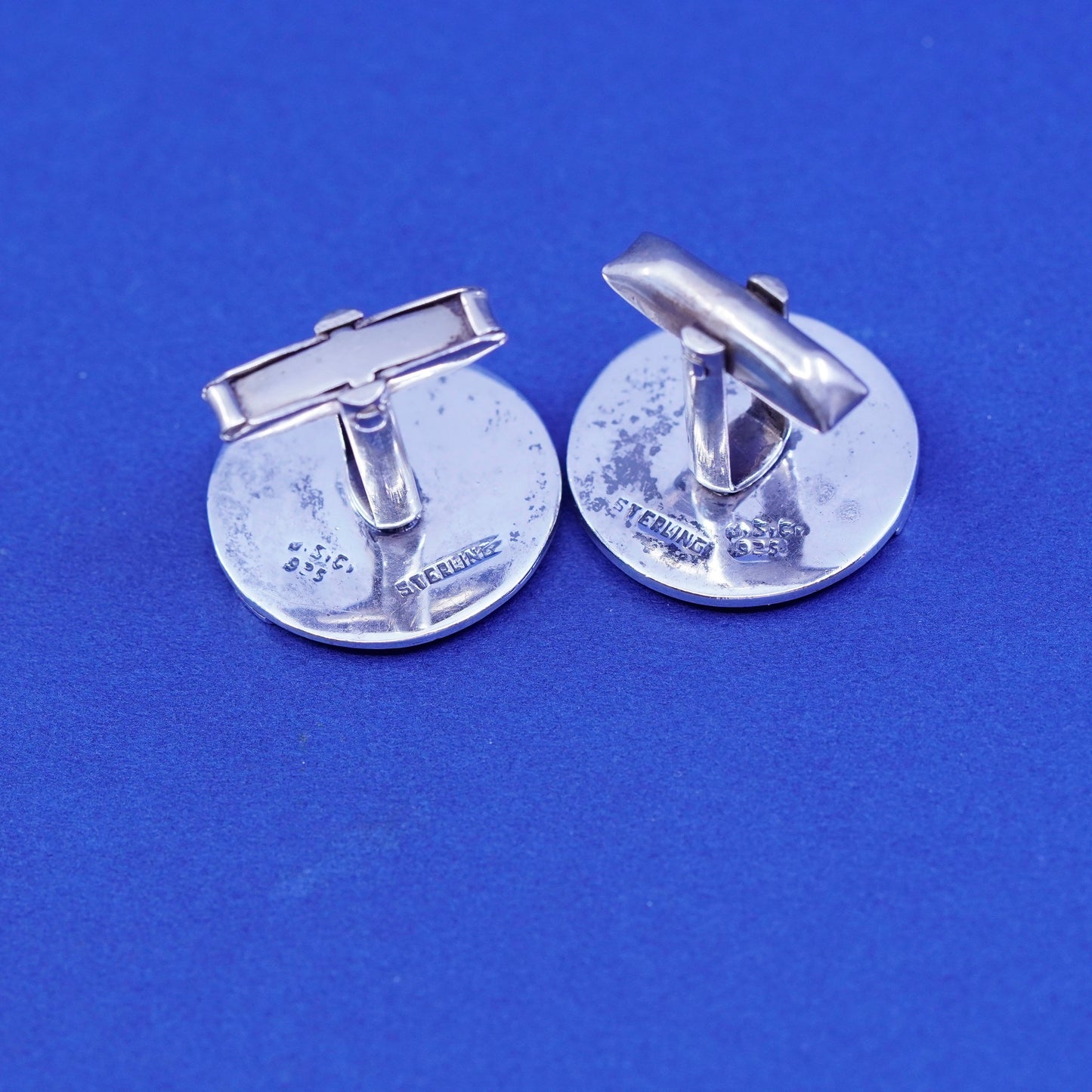 Vintage sterling silver Handmade cufflinks, Mexico 925 cuff links Greek key