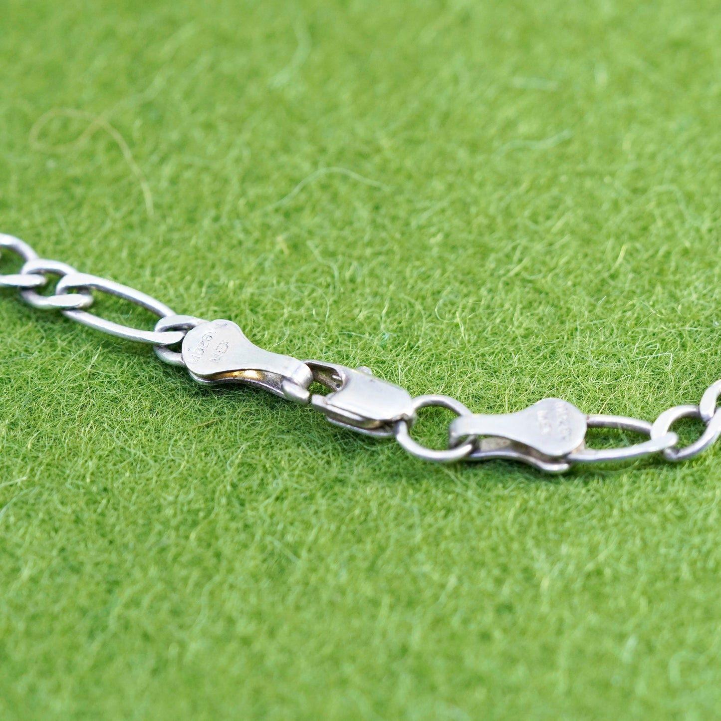 9.5”, 4mm, Vintage sterling 925 silver bracelet, Italy figaro chain anklet
