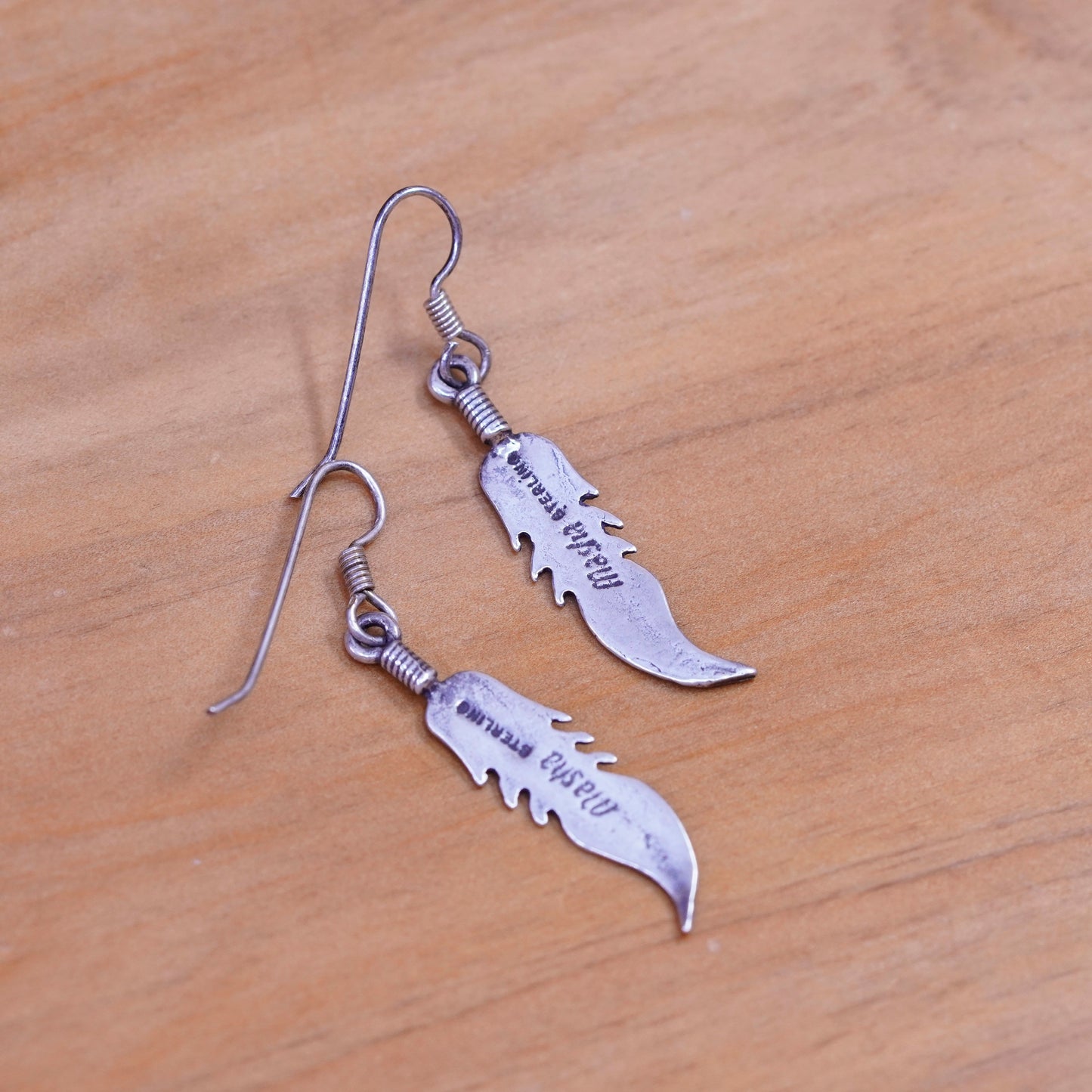 Navajo Native American Sheila Tso Masha Sterling 925 silver earrings feather