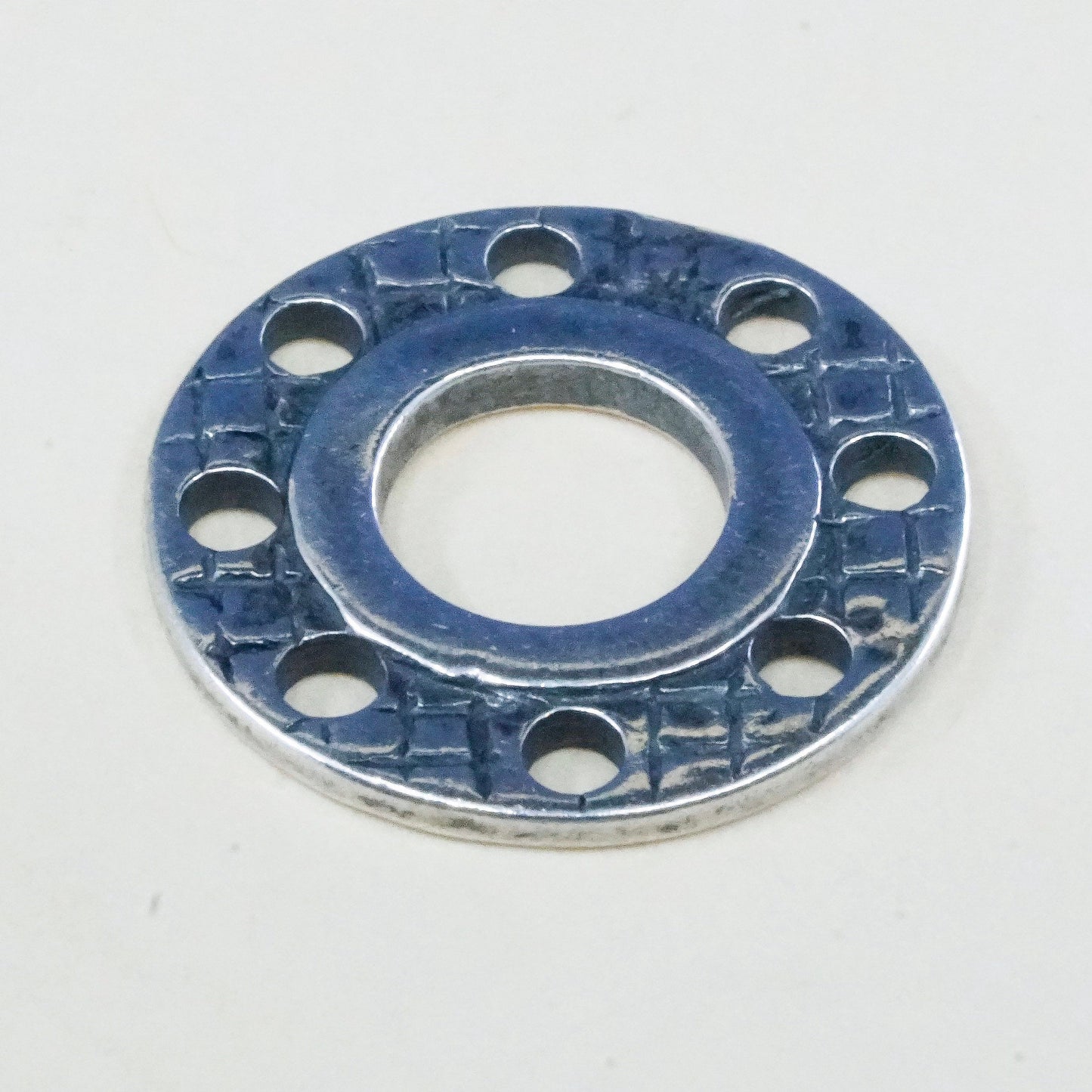 Vintage sterling silver handmade pendant, textured 925 circle charm