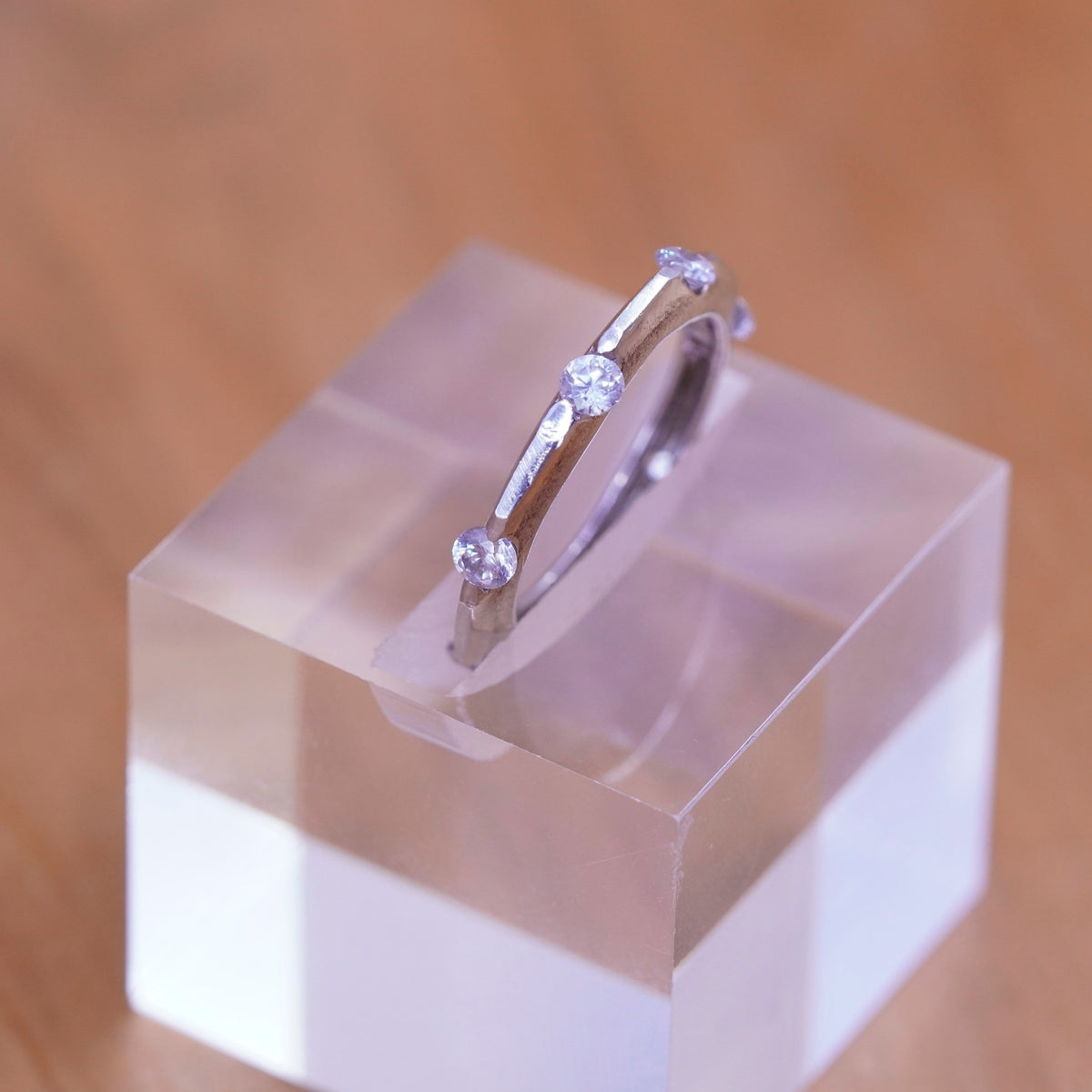 Size 6.5, vintage Sterling silver ring, 925 band with cz