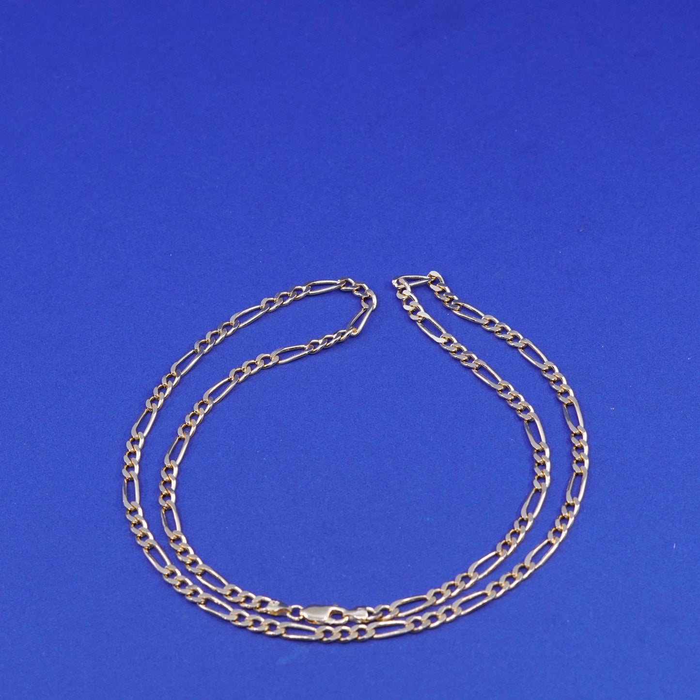 24”, vermeil gold filled Sterling silver handmade necklace, 925 Figaro chain